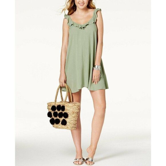 ROXY‎  RuffledSage Green  Swimsuit Cover Up Dress X-Small  NWT - Picture 1 of 2